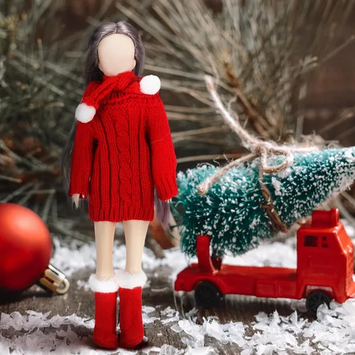 Vista 2 de Bencailor 9 piezas de ropa de Navidad para muñecas de 11.5 pulgadas, conjunto de ropa de invierno, accesorios incluyen suéter de Santa tejido