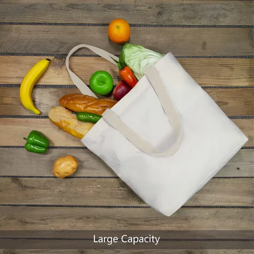 Vista 2 de TOPDesign Paquete de 2 bolsas de lona con cierre magnético, bolsas de compras reutilizables para comestibles, haz tus diseños creativos