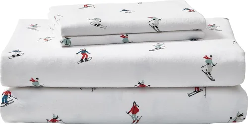 Vista 17 de Eddie Bauer - Sábanas individuales, juego de ropa de cama de franela de algodón, cepillada para mayor suavidad, decoración acogedora para el hogar