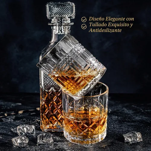 Vista 8 de Juego de vasos de whisky de 6 a 10 onzas con patrones mixtos de cristal, 3 estilos únicos con 6 moldes de bolas de hielo (2 pulgadas) para cócteles