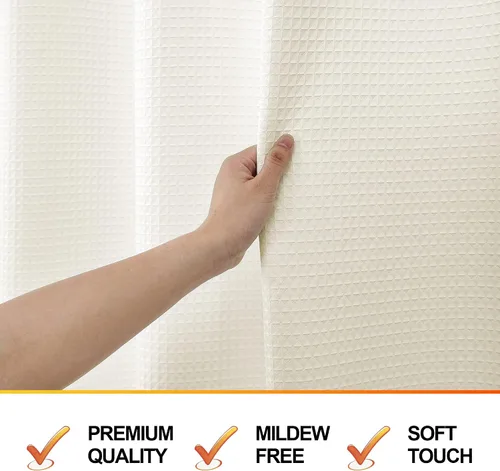Vista 5 de MISS SELECTEX Cortina de ducha de tela lavable a máquina, clásica tela gruesa de punto gofre, duradera para baño, tela repelente al agua de alta
