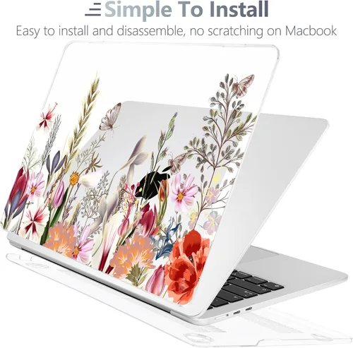 Vista 5 de Batianda Funda para MacBook Air de 15" con chip M5 M4 M3 M2, Botanical Campo de flores