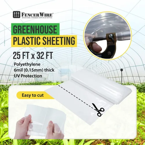 Vista 2 de Fencer Wire Lámina de plástico transparente para invernaderos de 6 mil resistente a los rayos UV, cubierta de invernaderos para horticultura