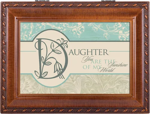 Vista 2 de Cottage Garden Daughter You are Sunshine Woodgrain Rope Trim Music Box Plays You Light Up My Life