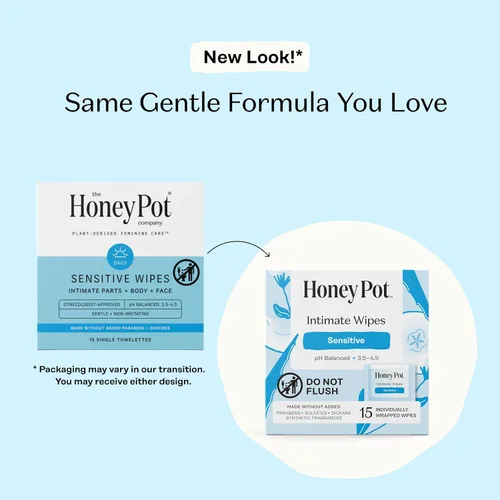 Vista 2 de The Honey Pot Company - Toallitas femeninas - Envueltas individualmente - Toallitas diarias con equilibrio de pH, sin fragancia y sin sulfato