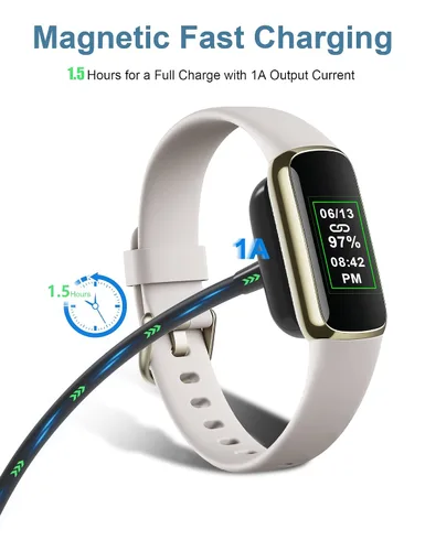 Vista 3 de 1M Reemplazo Fitbit Charge 5 & Luxe Cable de carga con botón de reinicio