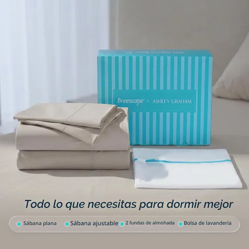 Vista 8 de Breescape BlendTek - Sábanas refrescantes tamaño individual XL - Sábanas refrescantes con tecnología Dry & Cool para personas que duermen con calor