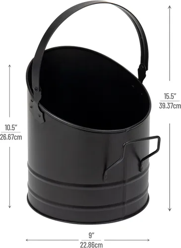 Vista 3 de Mind Reader Cubo para cenizas para chimenea, capacidad de 6 L (1.5 galones), estufa de leña, accesorios para chimenea, metal, 9 pulgadas de largo x