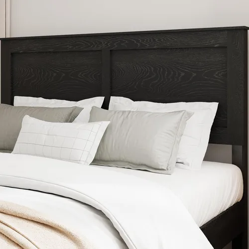 Vista 6 de Base de cama completa de madera con cabecera, base de cama de plataforma rústica de granja con soporte de 12 listones de madera, no necesita somier