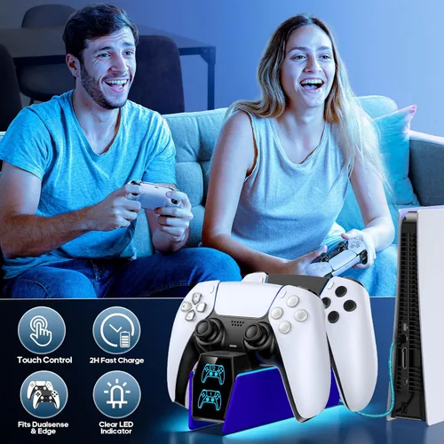 Vista 6 de Controller Charger Station Compatible with Play 5 Faceplates Edge & Dual Controller, 9 Lightings P 5 Accessories Charging Station, P 5 Dock Stand