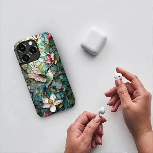 Vista 5 de DAIZAG Funda compatible con iPhone 11 Pro Max, hermosa carcasa rígida híbrida de plástico TPU con diseño de pájaro colorido + funda protectora