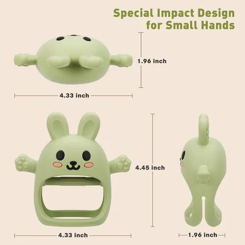 Vista 7 de 2 Pack Juguetes de Dentición para Bebés de 3-6 6-12 Meses, Guante de Dentición de Conejo de Silicona Suave Libre de BPA, Juguetes de Morder