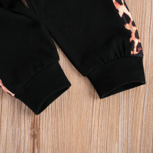 Vista 6 de Ropa de otoño e invierno para bebé niña, sudadera con capucha y pantalones con estampado de leopardo, 2 piezas