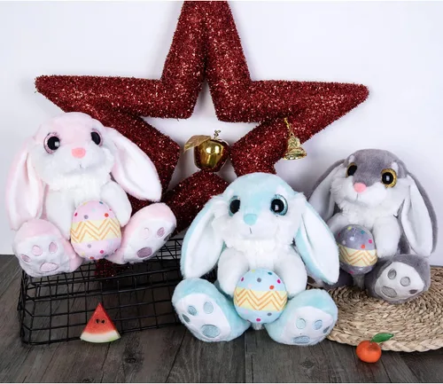 Vista 7 de My OLi Conejito de Pascua de peluche con huevo de Pascua de 8.5 pulgadas, conejo de peluche de conejo de peluche, amigo para dormir, juguete