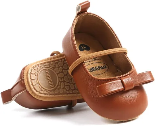 Vista 3 de Zapatos planos para bebé niña, zapatos planos para caminar, suela suave, zapatos de princesa Mary Jane, zapatos de vestir de boda, zapatos de cuna