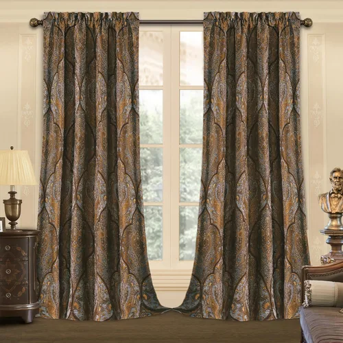 Vista 41 de Loom and Mill - Cortinas de lujo de jacquard para dormitorio, cortinas de damasco beige de 2 paneles con alzapaños, elegante cortina de ventana