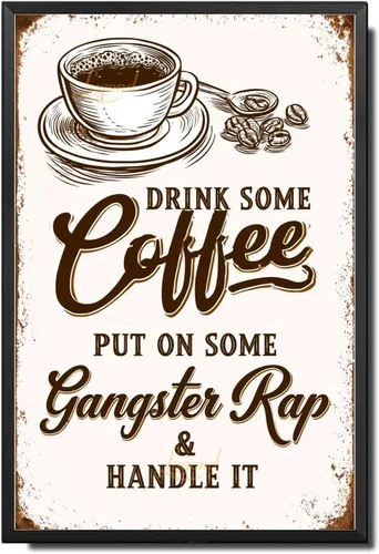 Vista 22 de Lygond Letrero de metal con texto en inglés «Bear That's What I Do I Drink Coffee I Hate People and I Know Things», decoración de invernadero