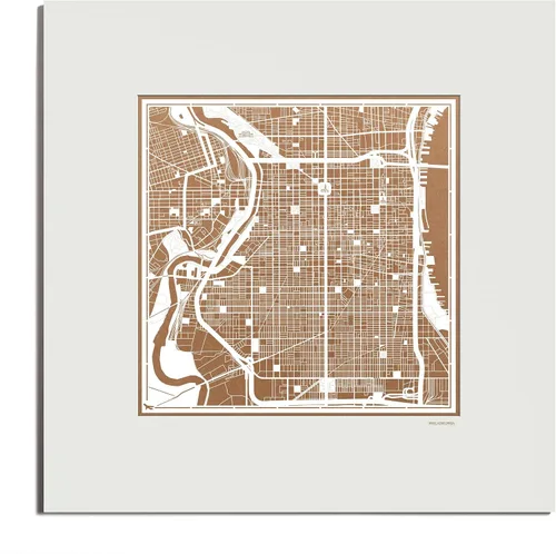 Vista 168 de O3 Design Studio San Diego, CA Paper Cut Map Matted Grey 20x20 in Paper Art
