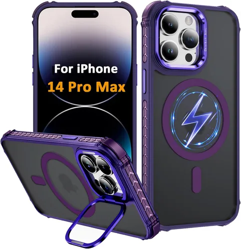 Vista 36 de Funda KETGII para iPhone 13, para iPhone 14, compatible con MagSafe, carga inalámbrica, resistente, a prueba de golpes, pata ajustable, delgada