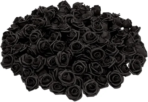 Vista 8 de Bright Creations Rosas artificiales sin tallo, flores artificiales negras para manualidades, rosas de espuma suave para arreglos de bricolaje, 200