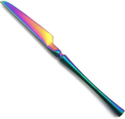 Vista 7 de JASHII Juego de cubiertos de lujo Rainbow mate, 6 piezas de cubiertos de acero inoxidable 18/10, juego de vajilla de vajilla de vajilla de platos
