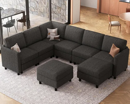 Vista 33 de Belffin - Sofá cama modular de 110.2 pulgadas, 12 asientos, color beige