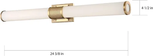 Vista 3 de Nuvo 62/1603 Caper LED Vanity, latón cepillado con lente esmerilada, dorado