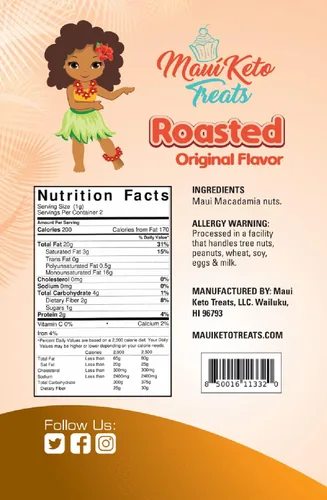 Vista 5 de Maui Keto Treats Nueces de macadamia sabor original tostado, rico en vitaminas y minerales cultivados en Maui, 2 onzas (sabor original tostado)