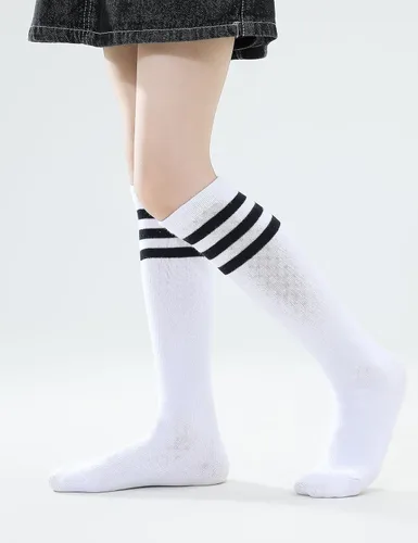 Vista 27 de TOCONFFON Calcetines de tubo hasta la rodilla para niños, niñas y adolescentes, calcetines deportivos de algodón para la escuela de fútbol, uniforme