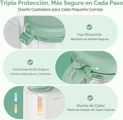 Vista 9 de Momcozy AutoMeal Procesador de Alimentos para Bebés – Procesador de Alimentos de Vapor y Mezcla Automática de Un Solo Paso, Taza Grande de 15 oz