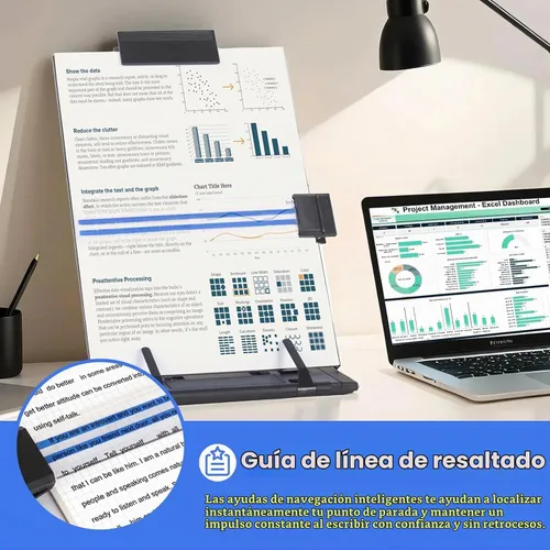 Vista 6 de Barelove Soporte de papel para documentos con 7 posiciones ajustables, soporte de papel de metal negro para escritorio al escribir para leer letras