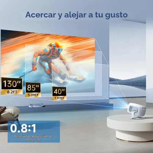 Vista 6 de Mini proyector con wifi y bluetooth pequeño, compatible con proyector portátil 4K 1080P Android 11,200 lúmenes ANSI, rotación de 180°, corrección