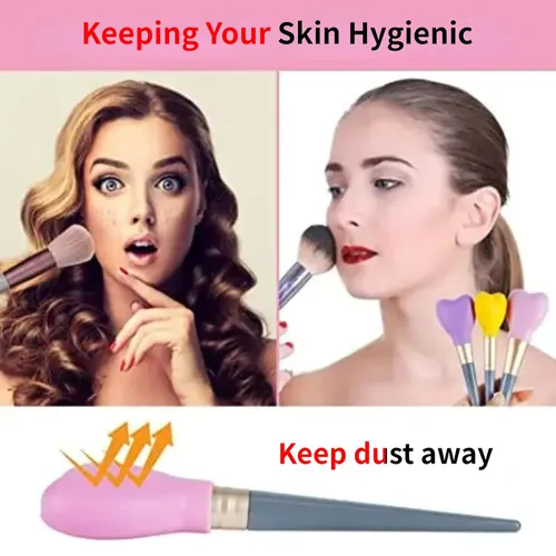 Vista 7 de Paquete de 15 brochas de maquillaje reutilizables, fundas de silicona, protector de cepillo cosmético, juego de brochas para sombra de ojos