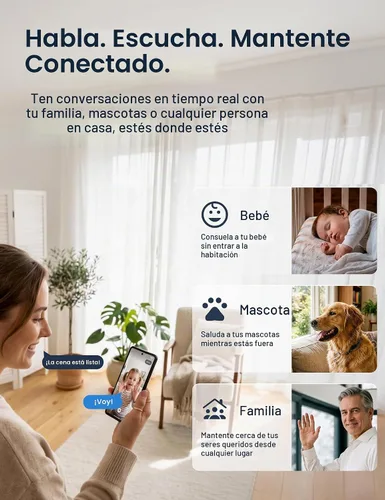 Vista 5 de GNCC Cámara de seguridad interior de 2.4 GHz para el hogar, cámara de 1080P