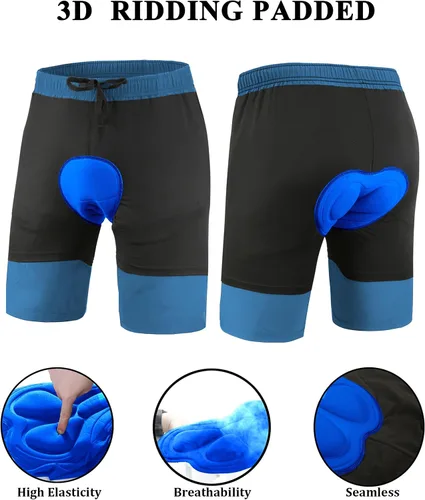 Vista 3 de Pantalones cortos de ciclismo de montaña para hombre, acolchados 3D, holgados, de secado rápido, ligeros, para ciclismo