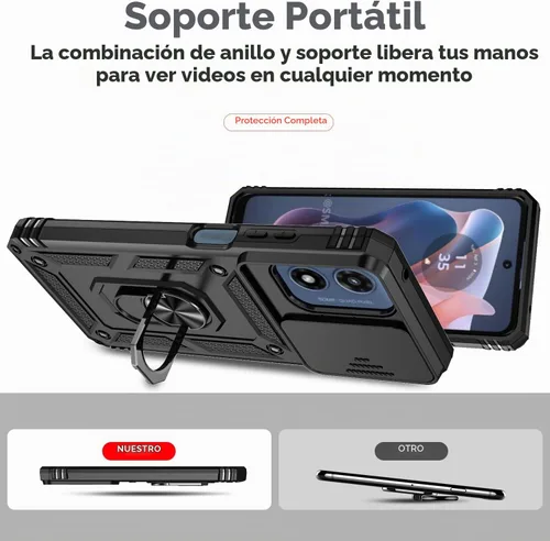 Vista 6 de Funda para Moto G 5G 2024, con protectores de pantalla y cubierta para cámara, [grado militar] Cubierta probada contra caídas de 16 pies con soporte