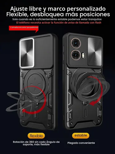 Vista 6 de Funda para teléfono Motorola Moto G85 5G con protector de pantalla de vidrio, cubierta protectora de cámara deslizante integrada, funda protectora