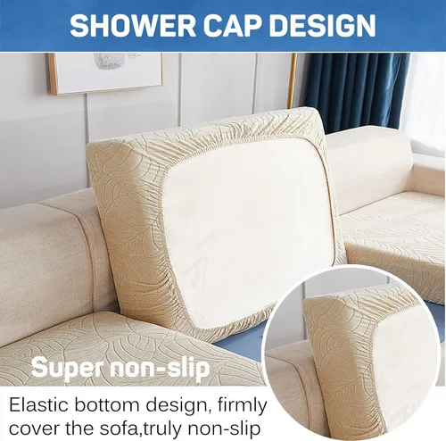 Vista 4 de Funda de cojín impermeable para sofá, tamaño mediano y grande, suave, extraíble, elástica, protector de muebles para mascotas, gatos, perros, beige