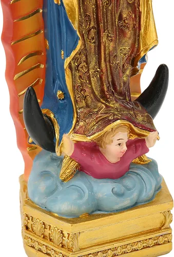 Vista 8 de Estatua de Guadalupe, hermosos detalles estatua cristiana elegante pintada a mano para el hogar