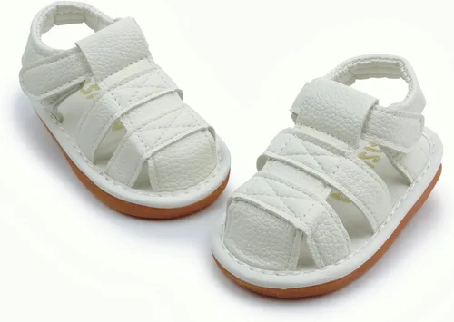 Vista 3 de WILLFUN Sandalias chirriantes de verano para bebé, niño, niña, suela de goma de primera calidad, puntera cerrada, antideslizantes, zapatos