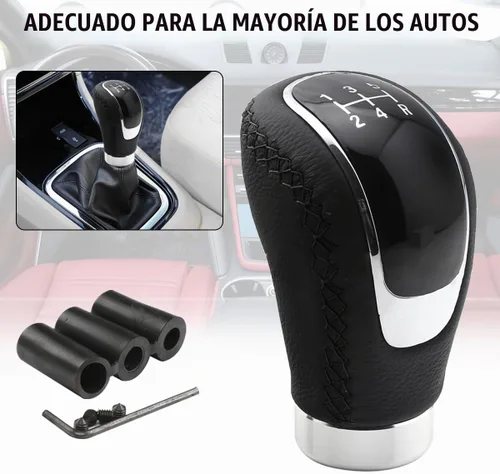 Vista 4 de Osilly Pomo de cambio de 5 velocidades, pomos de palanca de cambios manual pesados, mango de cambio de engranajes de cuero, transmisión universal