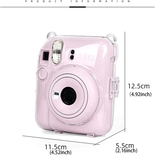 Vista 6 de Mini12 - Funda transparente para Fujifilm Instax Mini 12, protección de la cámara con correa de hombro ajustable extraíble, accesorios