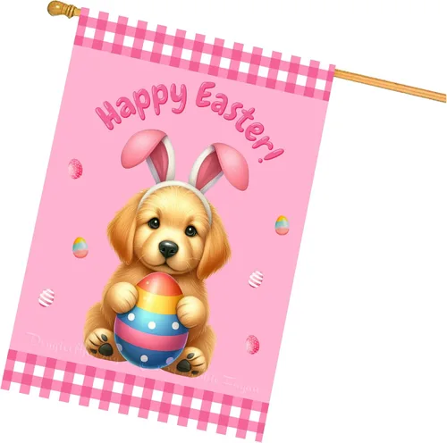 Vista 20 de Chow Chow Easter Day Dog House Flags for Home Decorations - Double Sided Yard Lawn Easter Festival Decorative Gift - Holiday Cats Flag Decor 28"w x