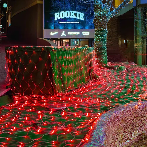 Vista 3 de LJLNION Luces de red de San Valentín, 360 luces LED de 12 pies x 5 pies, cadena de luces de malla conectables, 8 modos de iluminación, adaptador