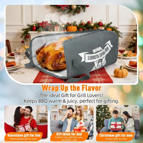 Vista 7 de Manta de barbacoa mejorada para descansar carne, accesorios para ahumar, bolsa de descanso de carne aislada con boca ancha