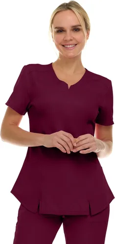 Vista 22 de MediChic Scrubs Top Quirúrgico para Mujer con Cuello en V con Muesca Elástico de Moda con Dos Bolsillos, Tela Flex de Fácil Cuidado Blanco