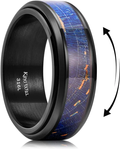 Vista 9 de King Will Anillo giratorio de acero inoxidable 316L para hombres y mujeres, anillo antiestrés de 0.315 pulgadas de ancho con patrón de dragón/nudo