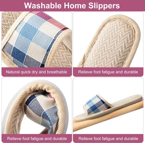 Vista 4 de Tessco for you 10 Pairs Washable House Slippers for Guests Open Toe Breathable Slippers Reusable Home Bedroom Hotel Family Travel Unisex Non Slip