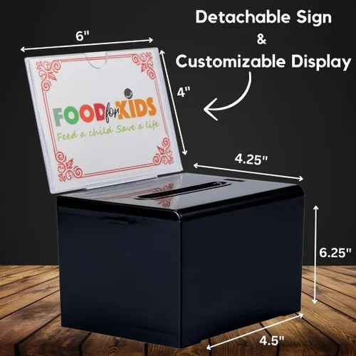 Vista 2 de Adir - Caja de sugerencias con ranura y candado, caja de donación acrílica para recaudación de fondos, caja de dibujo para rifa, caja de recaudación
