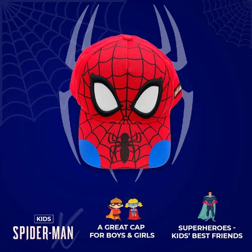 Vista 3 de Marvel Sombrero de Spiderman para niños, gorra de béisbol transpirable de Spiderman para niños de 3 a 9 años, Spiderman 3D.
